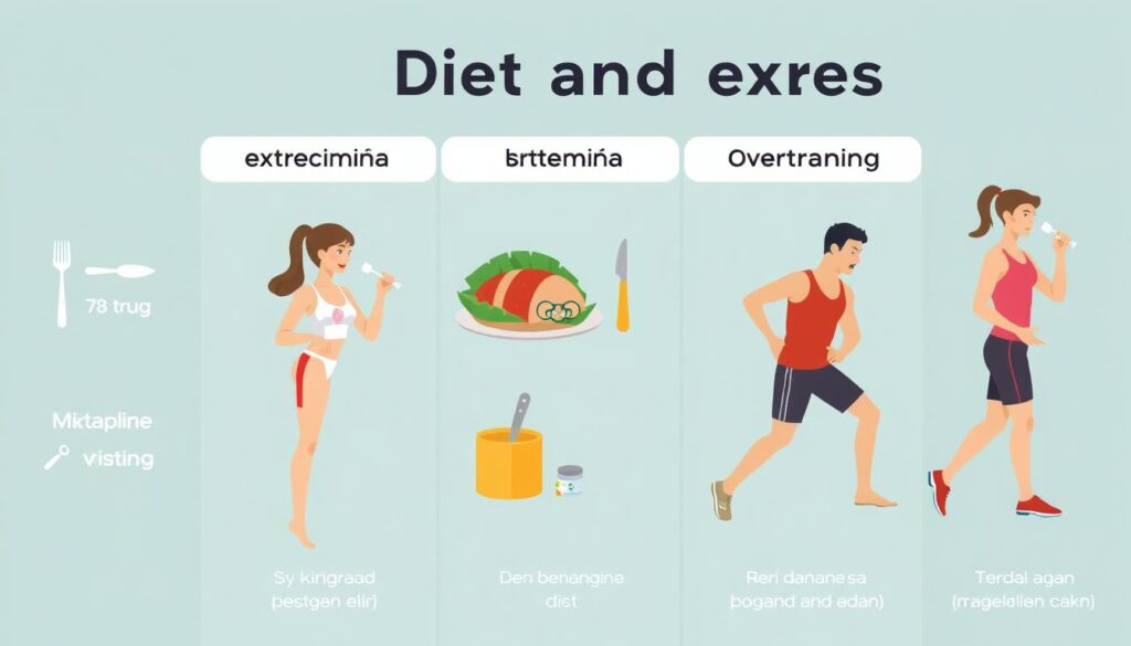 Ilustrasi kesalahan umum dalam penurunan berat badan Ilustrasi kesalahan umum dalam penurunan berat badan