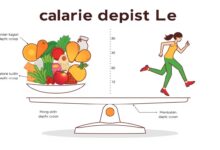 Ilustrasi konsep defisit kalori untuk penurunan berat badan sehat
