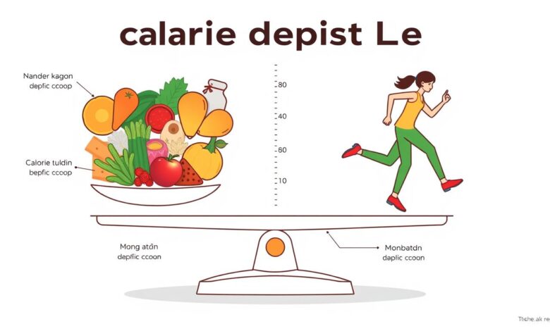 Ilustrasi konsep defisit kalori untuk penurunan berat badan sehat
