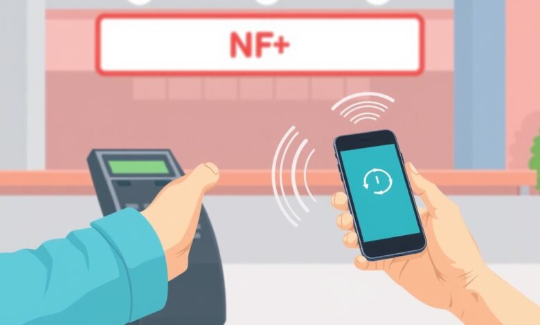 Ilustrasi teknologi NFC pada smartphone yang digunakan untuk pembayaran digital