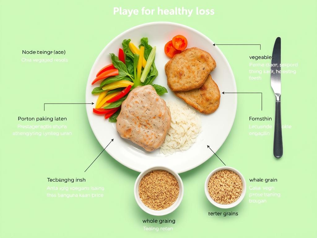 Komposisi piring makan ideal untuk penurunan berat badan sehat Komposisi piring makan ideal untuk penurunan berat badan sehat